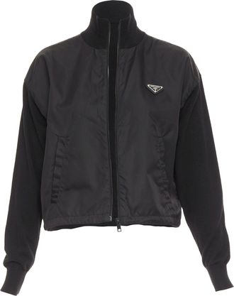 Prada Re-Nylon virgin wool triangle logo zip jacket