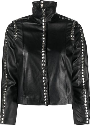 DanCassab Elvis stud-detailing leather jacket - women - Lamb Skin/Polyester - L - Black