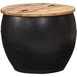 vidaXL Vidaxl - Mesa De Centro Redonda De Madera Maciza De Mango 53x43 Cm