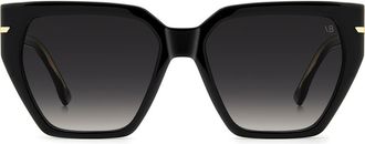 Victoria Beckham 57mm Gradient Square Sunglasses in Black/Dark Grey Sf at Nordstrom
