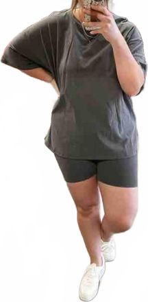 Wishlist Two Piece Cotton Top & Shorts Set In Charcoal