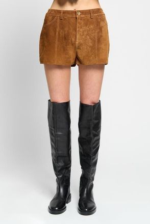 Central Park West Odessa Genuine Suede Short in Saddle at Nordstrom, Size X-Small