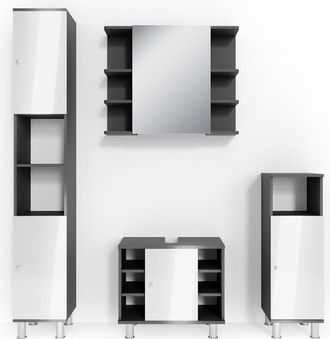 Vicco Conjunto De Muebles De Ba&ntilde;o Fynn, Antracita, 4 Piezas