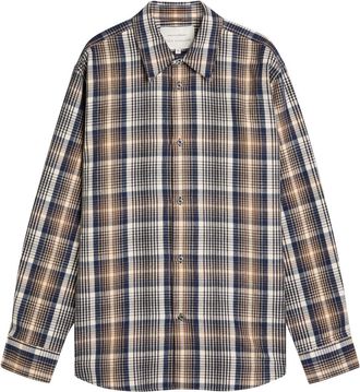 STUDIO NICHOLSON Checked Brushed-cotton Shirt - Navy - M