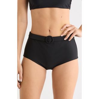 Ramy Brook Danica Belted Hipster Bikini Bottoms in Black at Nordstrom, Size X-Small