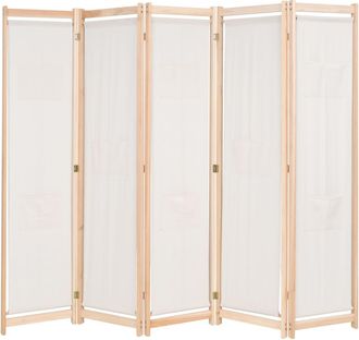 vidaXL Paravento A 5 Pannelli Crema 200x170x4 Cm In Tessuto - Vidaxl