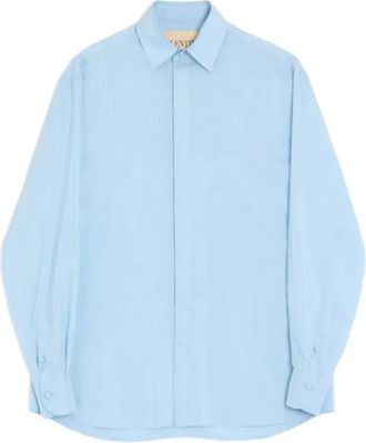 Valentino Casual Shirts, male, Blue, Size: L Camicia Manica Lunga