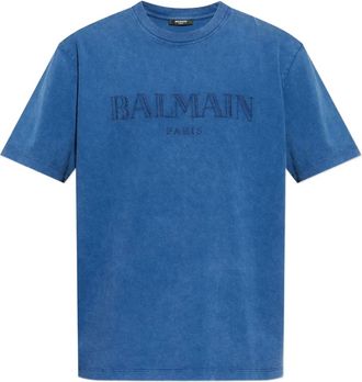 Balmain T-shirt con logo ricamato - Blu