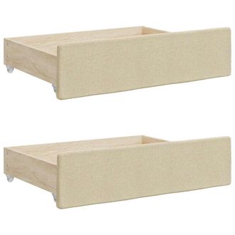vidaXL Cajones De Cama 2 Uds Madera De Ingenier&iacute;a Y Tela Color Crema Vidaxl