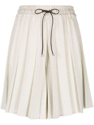 Fabiana Filippi pleated high-waisted skorts - White