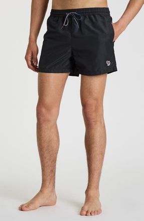 Paul Smith Zebra Logo Swim Trunks in Black at Nordstrom, Size X-Large