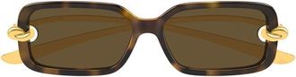Bottega Veneta BV1439S002 Rectangle Havana-Gold Sunglasses - Brown