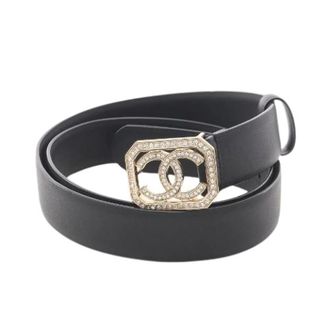 Chanel Pre-owned Belts, female, Black, Size: ONE SIZE Pre-owned Coco Mark Leather Belt