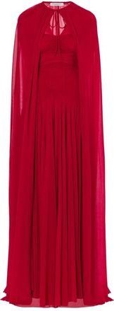 Philosophy di Lorenzo Serafini Gowns, female, Red, Size: S Stretch Tulle Dress with Cape