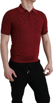 Dolce & Gabbana Mens Maroon Collared Short Sleeve Silk T-Shirt