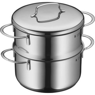WMF Mini piroscafo con coperchio in metallo, piccolo, 16 cm, 1,5 l, Cromargan acciaio inox lucido, induzione, impilabile, ideale per piccole
