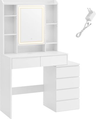 Vasagle Vasagle Kailyn Collezione - Toeletta Con Luci Led A Luminosit&agrave;regolabile, Tavolo Da Trucco Con Specchio, Scomparti Aperti, Ripiani Regolabili, Postazi