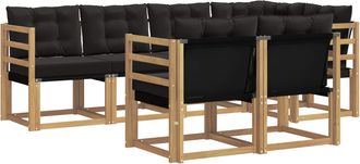 vidaXL Conjunto De Sof&aacute;s De Exterior 7 Uds. Blanco Y Negro Vidaxl