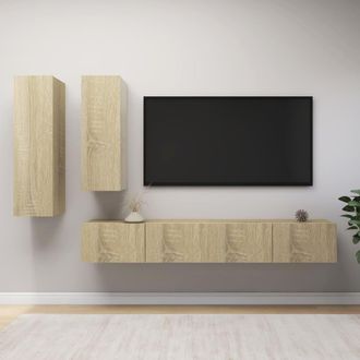 vidaXL Vidaxl - Juego De Muebles De Sal&oacute;n 4 Piezas Roble Sonoma