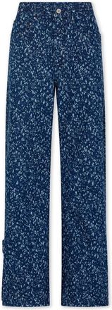 Paco Rabanne Blauwe Baggy Straight-Leg Jeans met Banddetails - Dames - Regular Fit Jeans - Blauw - W26 - Denim - Jeans