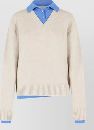 Acne Studios wool v-neck layered polo sweater