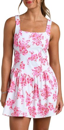 La Blanca Rally Rose Print Tennis Dress in White at Nordstrom, Size X-Small