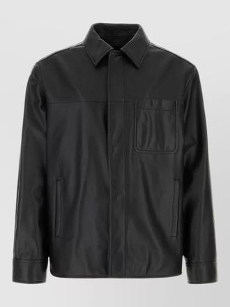 Loewe leather shirt collared design front pocket
