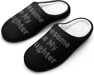 Generic Awesome Like My Daughter Mens House Slippers Memory Foam Washable Cotton Slip on Home Shoes