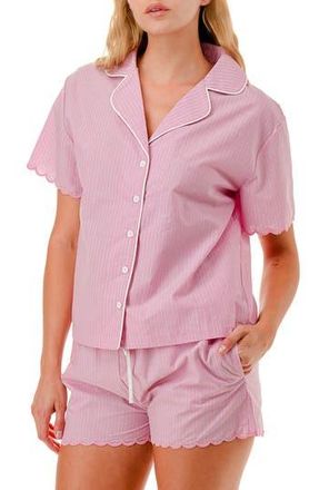 MARCUS ADLER Scalloped Striped Pajamas in Pink at Nordstrom Rack, Size X-Small