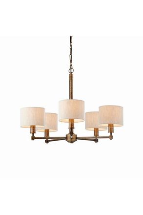 Netlighting Indara 5 Light Multi Arm Pendant Aged Bronze Aged Hammered Bronze Plate E14 in Brown