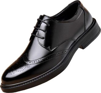 Generic Mens Full Grain Leather Brogue Shoes British Style Low Cut Oxfords Premium Business Formal Shoes Fashion Casual Dress Shoes for Men(Black,7.5)