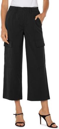 Liverpool L.A. High Waist Crop Wide Leg Cargo Pants in Black at Nordstrom Rack, Size 16 (Similar To 16W-18W)