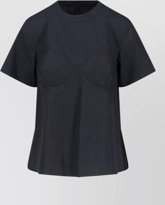 sacai short sleeve top peplum hem bust detail
