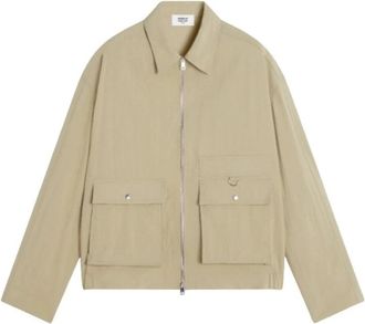 Maison Kitsun&eacute; Jacket met Rits - Heren - Zomerjassen - Beige - M - Nylon - Jassen