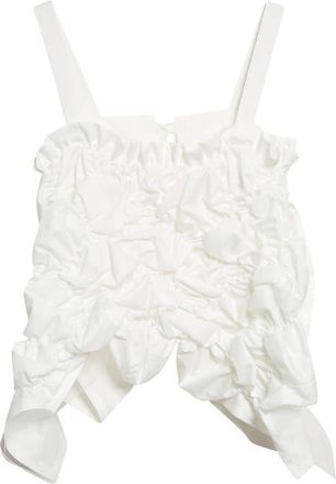 Comme Des Gar&ccedil;ons Gathered Tumbled Cotton & Tulle Corset Top in White at Nordstrom, Size Medium