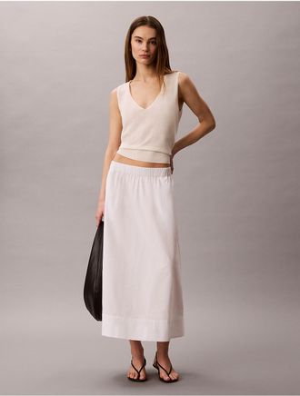 Calvin Klein Jeans Calvin Klein Womens Cotton Poplin Midi Skirt - White - M