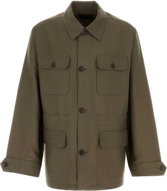 Prada Olive Shirt Collar Jacket