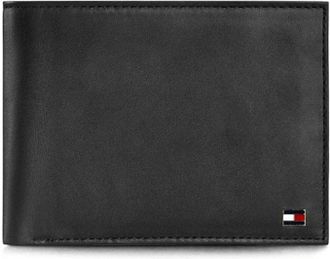 Tommy Hilfiger Mens Tommy Hilfiger Mens Wallet Signature Stripe Trifold Leather ID Card Coin Wallets - Black - Size: UNI
