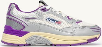 Autry HYPERWAY SNEAKERS IN WHITE SILVER AND DEWBERRY SYNTHETIC LEATHER AND MESH