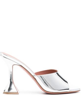 Amina Muaddi Lupita leren sandalen - Zilver