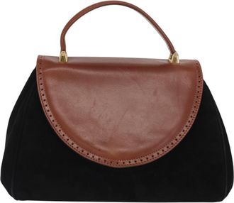 Ferragamo Vintage Handbag Suede Black Suede Handbag (Pre-Owned)