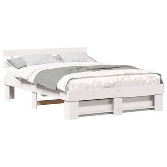 Berkfield Home Traditional with Headboard White 150 x 200 cm Solid pine wood