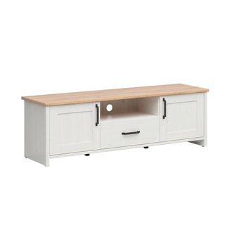 Petits Meubles Mueble tv 2 puertas 1 caj&oacute;n 160 cm paneles de melamina blanco y madera