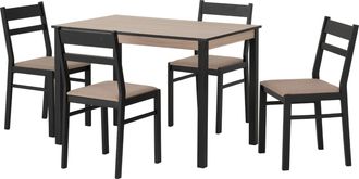 Seconique RADLEY 1+4 DINING SET - BLACK/OAK EFFECT/OAT FABRIC - SECONIQUE | TJ Hughes Black