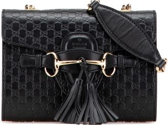 Gucci Pre-owned Womens Mini Microguccissima Emily Crossbody - Black Leather - One Size
