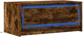 vidaXL Vidaxl - Mesa de centro con luces led madera de ingeniería roble ahumado