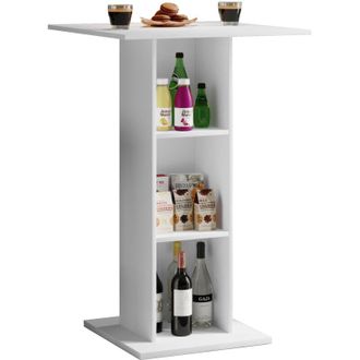 ebuy24 Mesa De Barra De Madera Vcm Mesa De Pie Dimensiones Aprox. Al. 108 X 70 X 70 Cm Mesa Alta - Standos (blanco)