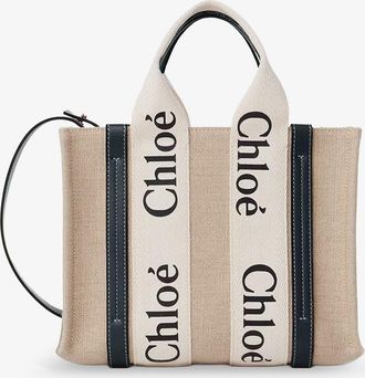 Chlo&eacute; Womens Crossbody Bag Linen And Leather Beige Linen-Leather Shoulder Linen/leather