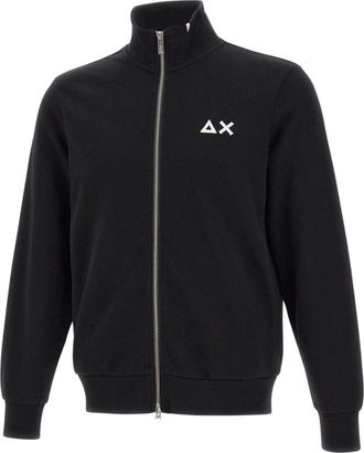 Sun 68 Sweatshirt met hoogsluitende kraag en logo - Heren - Sweatshirts & Hoodies - Zwart - Maat: 3XL Katoen