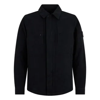Stone Island Light Jackets, male, Black, Size: XL Cotton Linen Quilted-TC Ghost Jacket